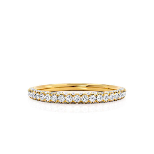AURORA — Triple Micro Pavé Eternity Wedding Band in 18k Yellow Gold