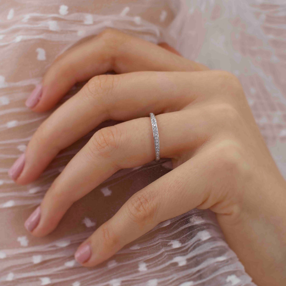 ALTAIR — Diamond Grain Set Eternity Wedding Band in 18k Yellow Gold