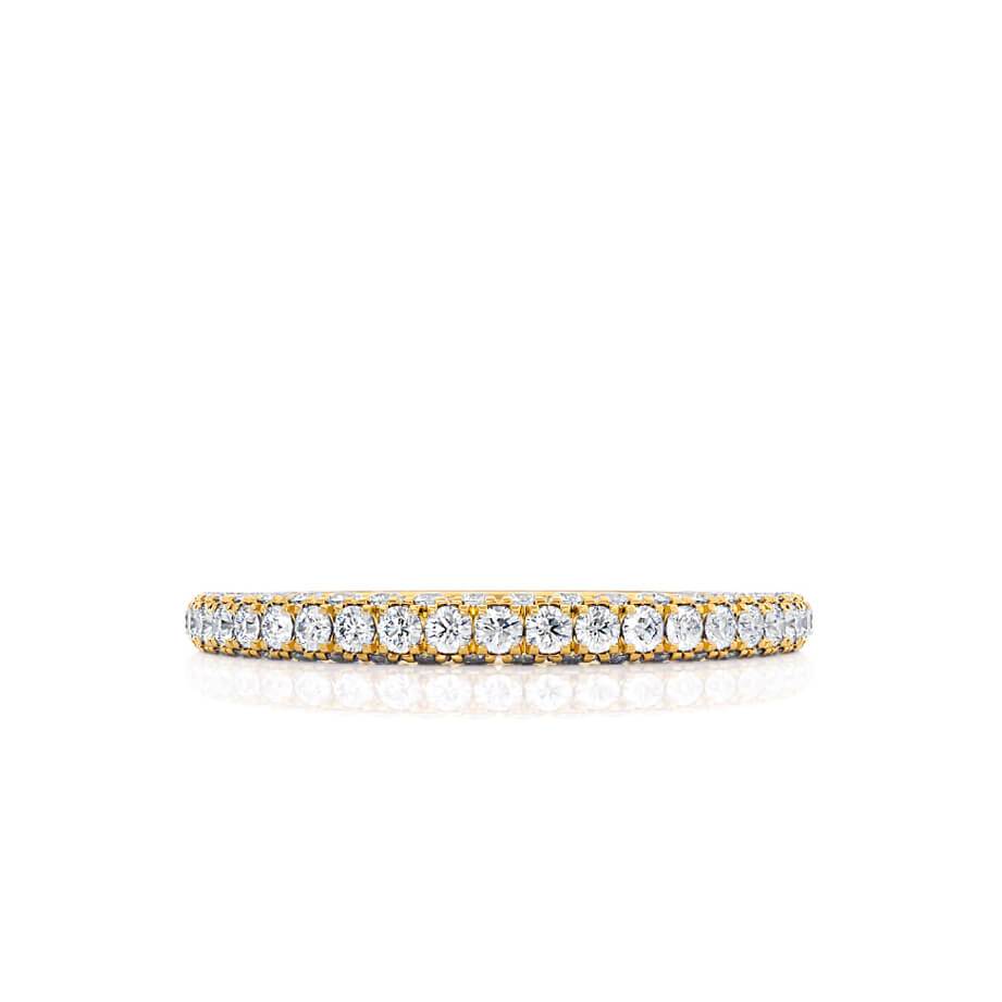 AURORA — Triple Micro Pavé Eternity Wedding Band in 18k Yellow Gold