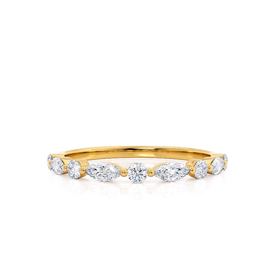 ANDROMEDA — Scatter Marquise & Round Diamond Eternity Wedding Band in 18k Yellow Gold