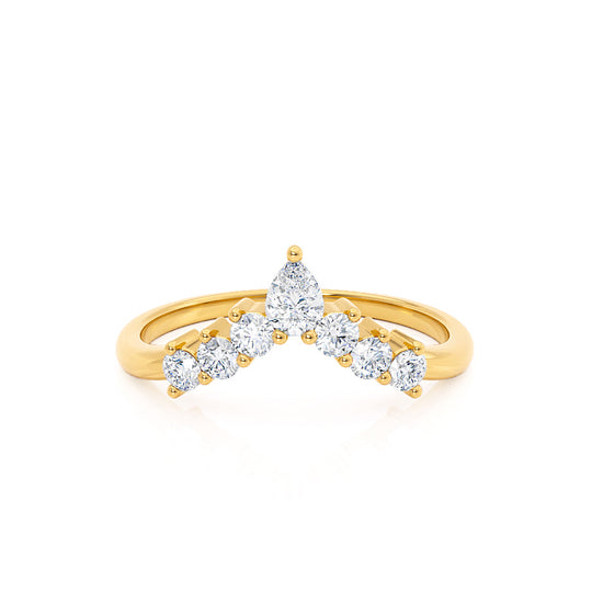 ECLIPSE — Tiara Pear & Round Diamond Wedding Band in 18k Yellow Gold