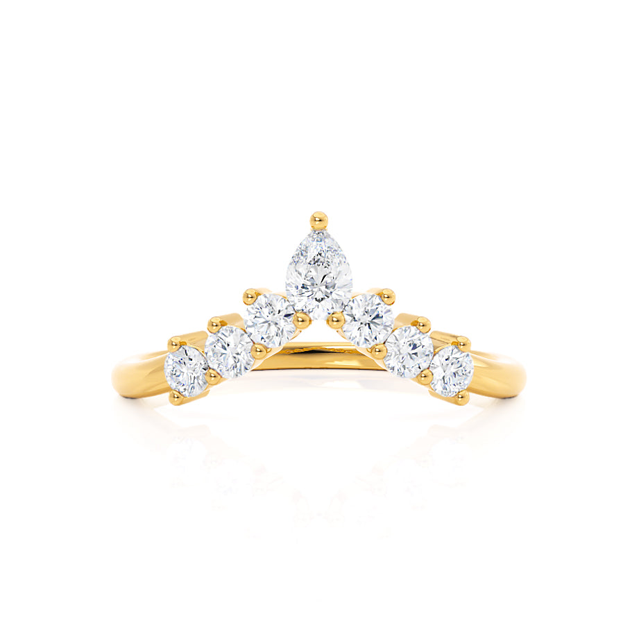 ECLIPSE — Tiara Pear & Round Diamond Wedding Band in 18k Yellow Gold