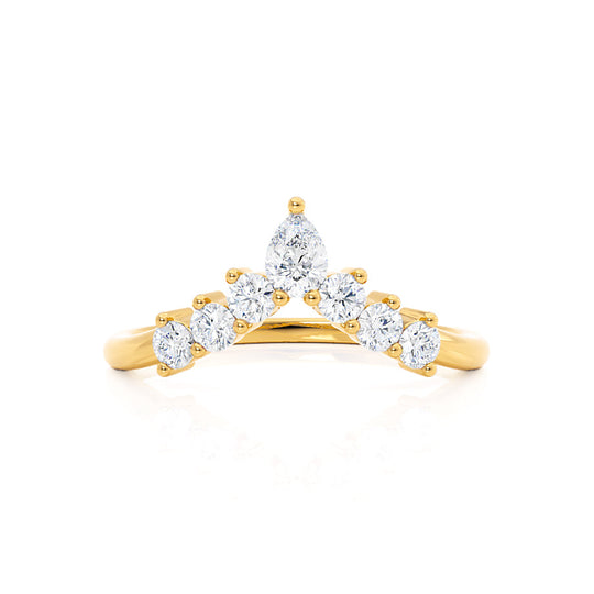 ECLIPSE — Tiara Pear & Round Diamond Wedding Band in 18k Yellow Gold