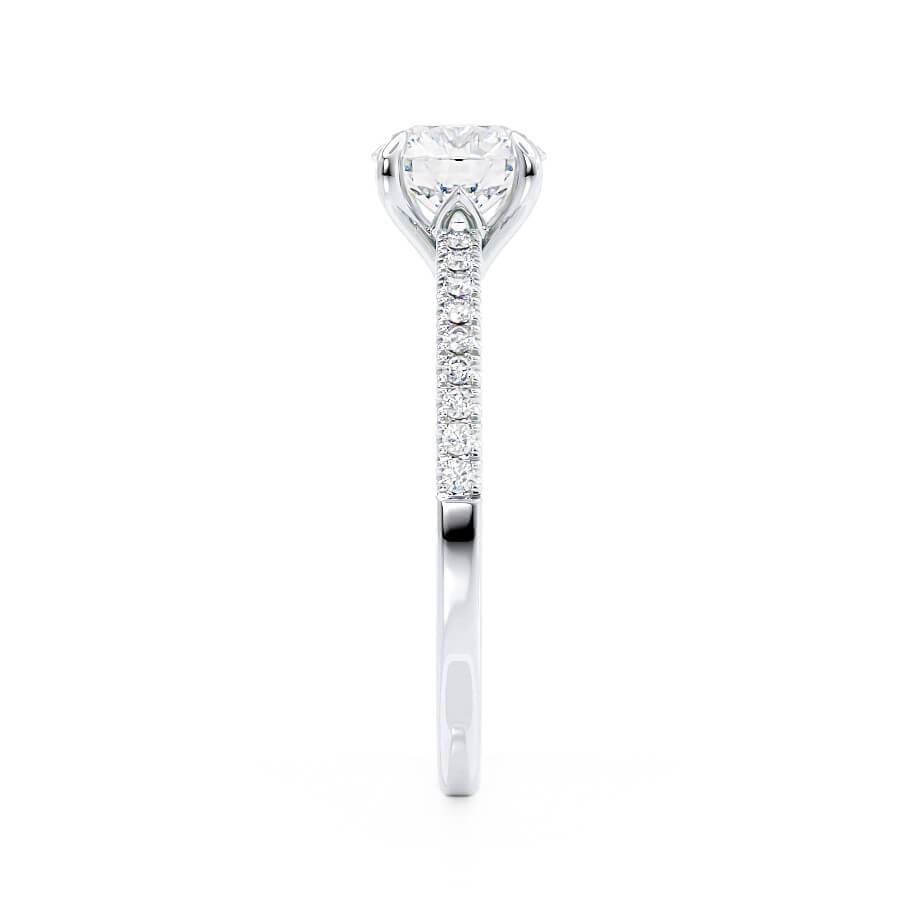 ZINNIA - Round Natural Diamond Platinum Shoulder Set Ring