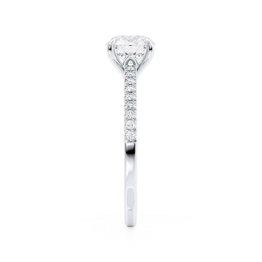 ZINNIA - Round Natural Diamond Platinum Shoulder Set Ring