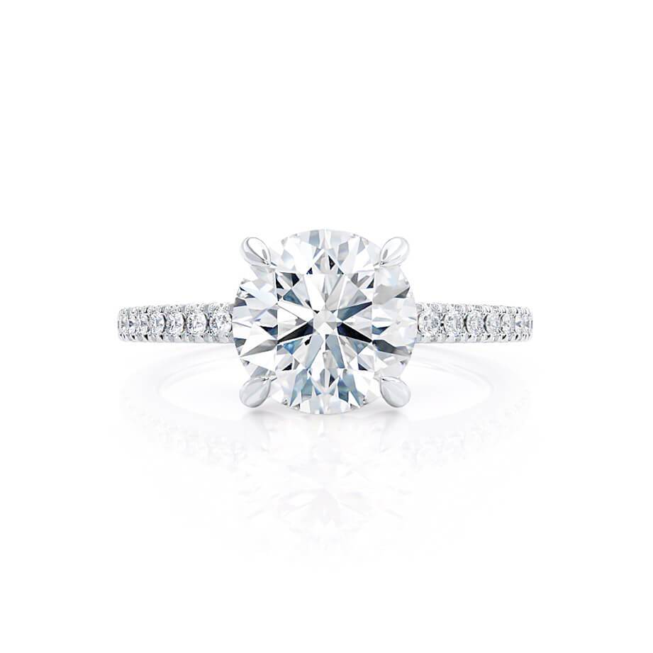 ZINNIA - Round Natural Diamond Platinum Shoulder Set Ring