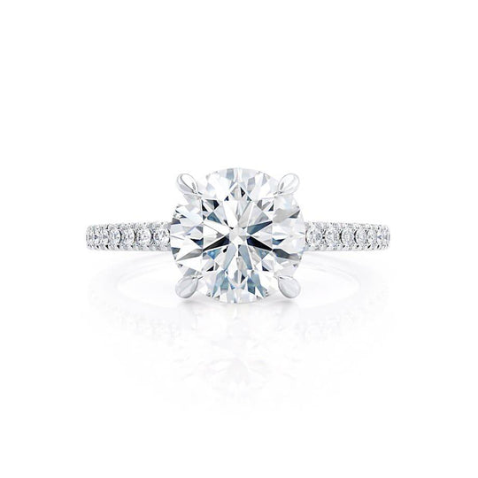 ZINNIA - Round Natural Diamond Platinum Shoulder Set Ring