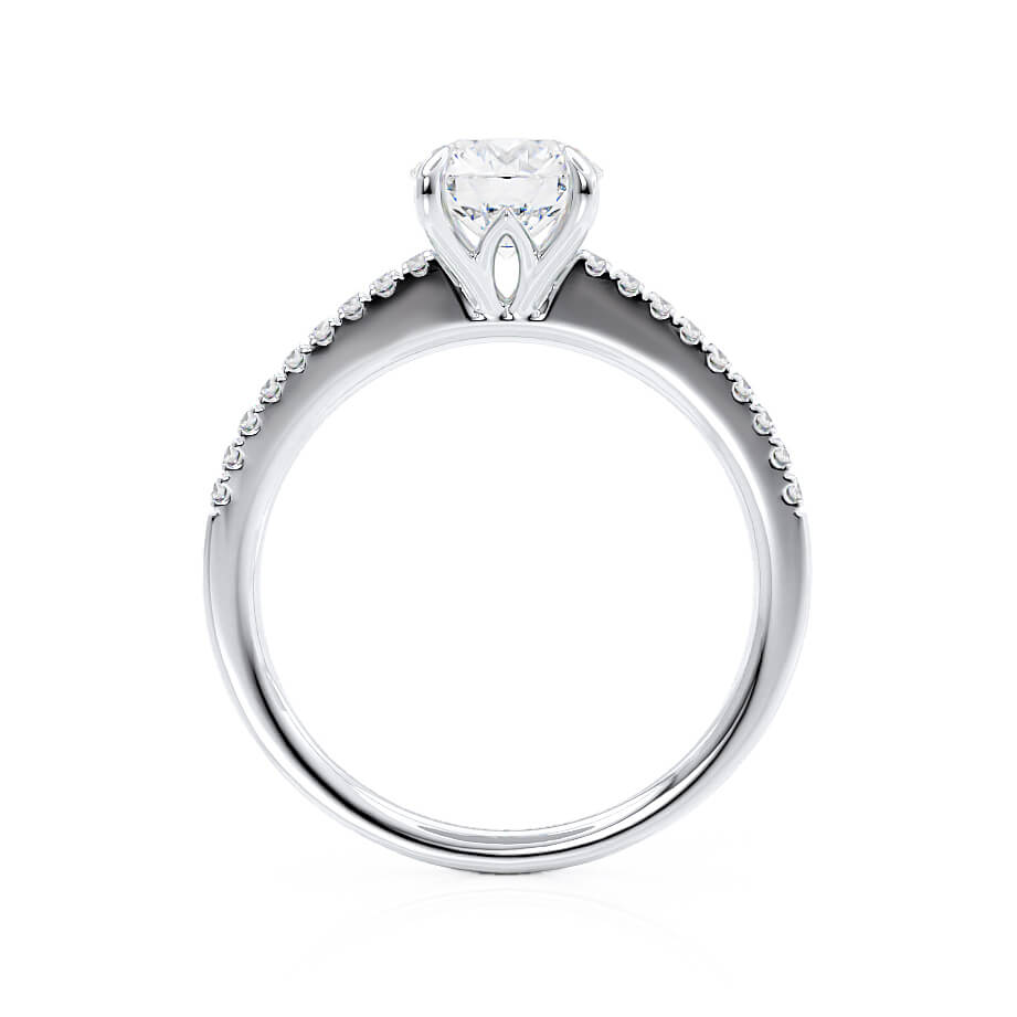 ZINNIA - Round Natural Diamond Platinum Shoulder Set Ring