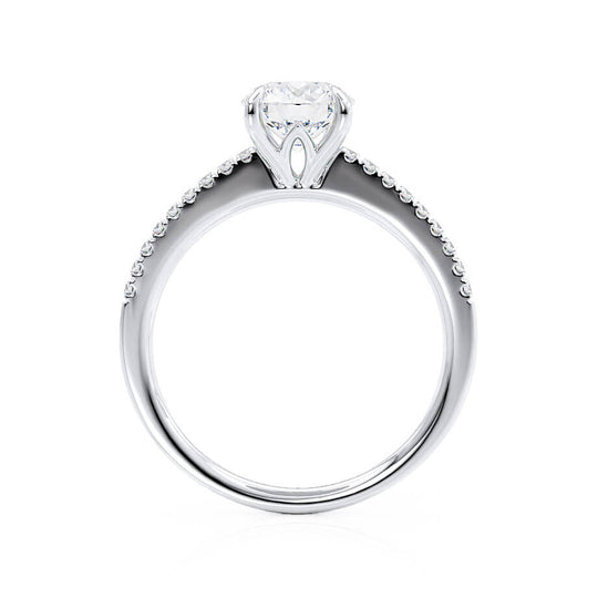 ZINNIA - Round Natural Diamond Platinum Shoulder Set Ring
