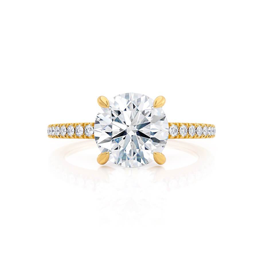 ZINNIA - Round Natural Diamond 18k Yellow Gold Shoulder Set Ring