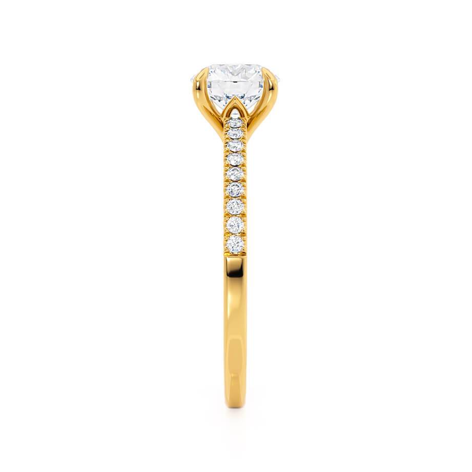 ZINNIA - Round Natural Diamond 18k Yellow Gold Shoulder Set Ring
