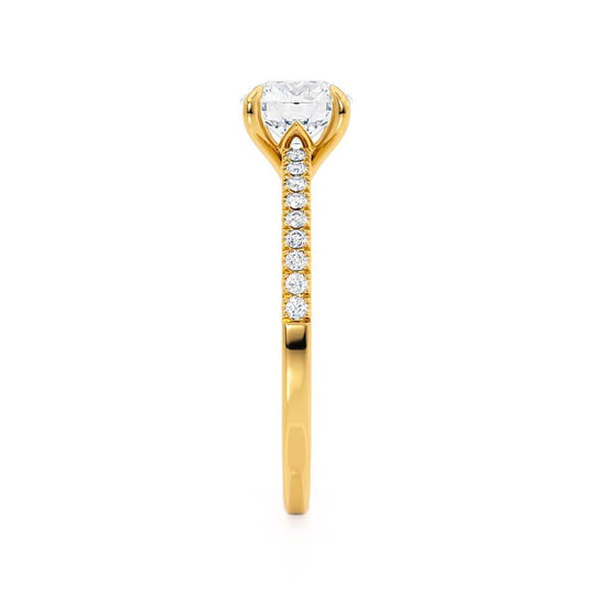 ZINNIA - Round Natural Diamond 18k Yellow Gold Shoulder Set Ring
