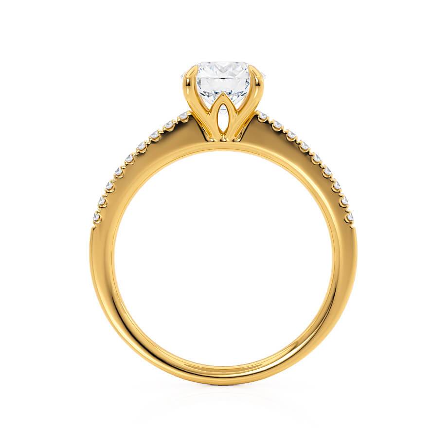 ZINNIA - Round Natural Diamond 18k Yellow Gold Shoulder Set Ring